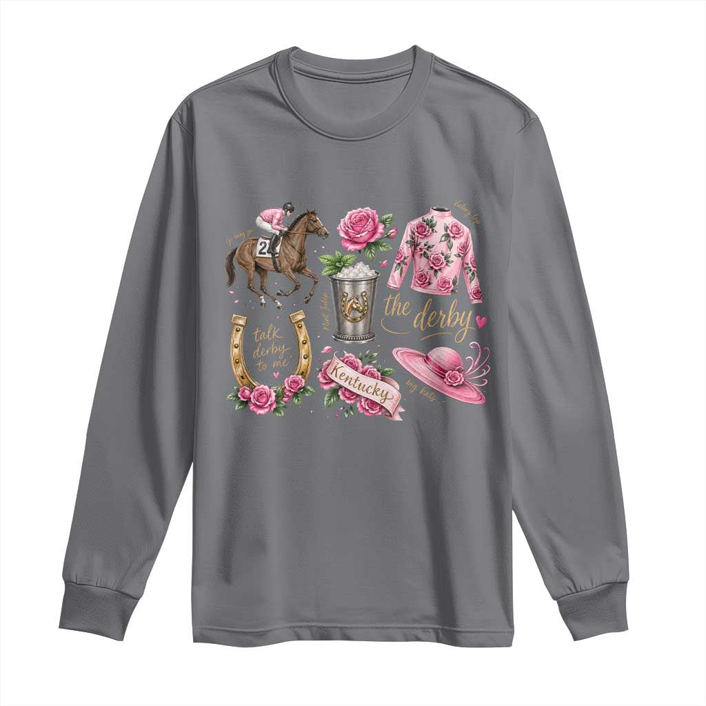 Horse Racing Derby Day Long Sleeve Shirt Doodles Funny Silks Jockey TS10 Charcoal Print Your Wear