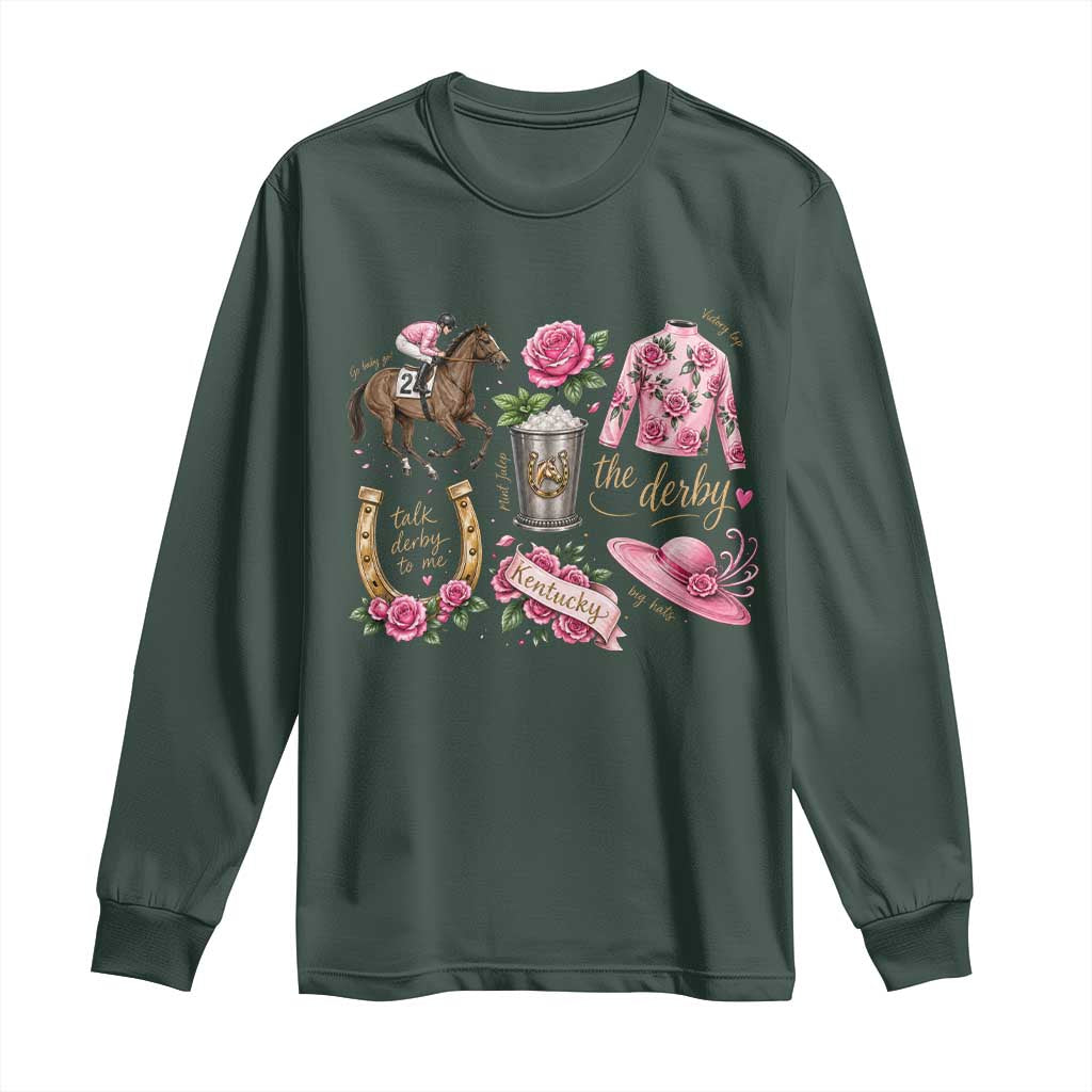 Horse Racing Derby Day Long Sleeve Shirt Doodles Funny Silks Jockey TS10 Dark Forest Green Print Your Wear