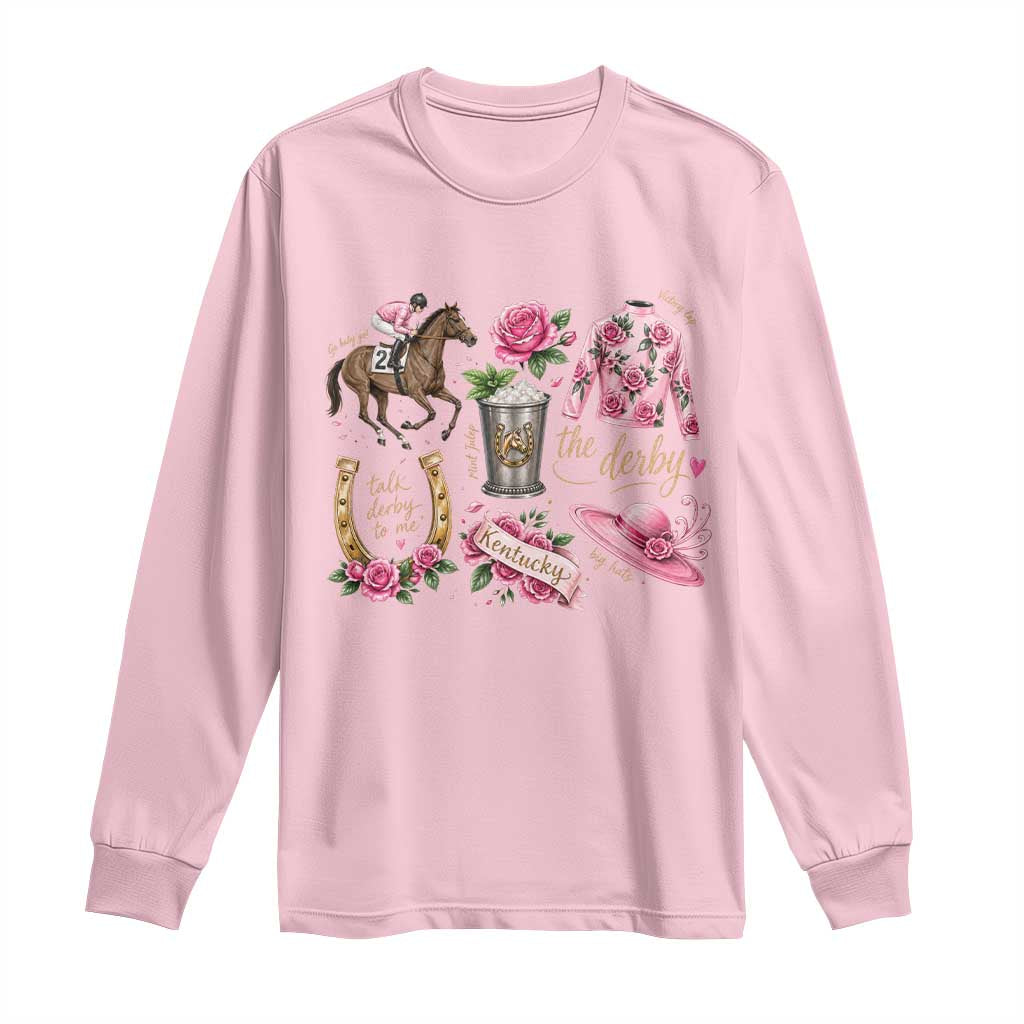 Horse Racing Derby Day Long Sleeve Shirt Doodles Funny Silks Jockey TS10 Light Pink Print Your Wear