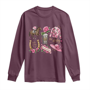 Horse Racing Derby Day Long Sleeve Shirt Doodles Funny Silks Jockey TS10 Maroon Print Your Wear