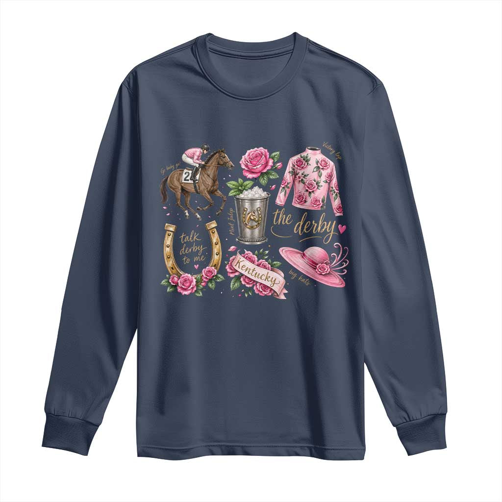 Horse Racing Derby Day Long Sleeve Shirt Doodles Funny Silks Jockey TS10 Navy Print Your Wear