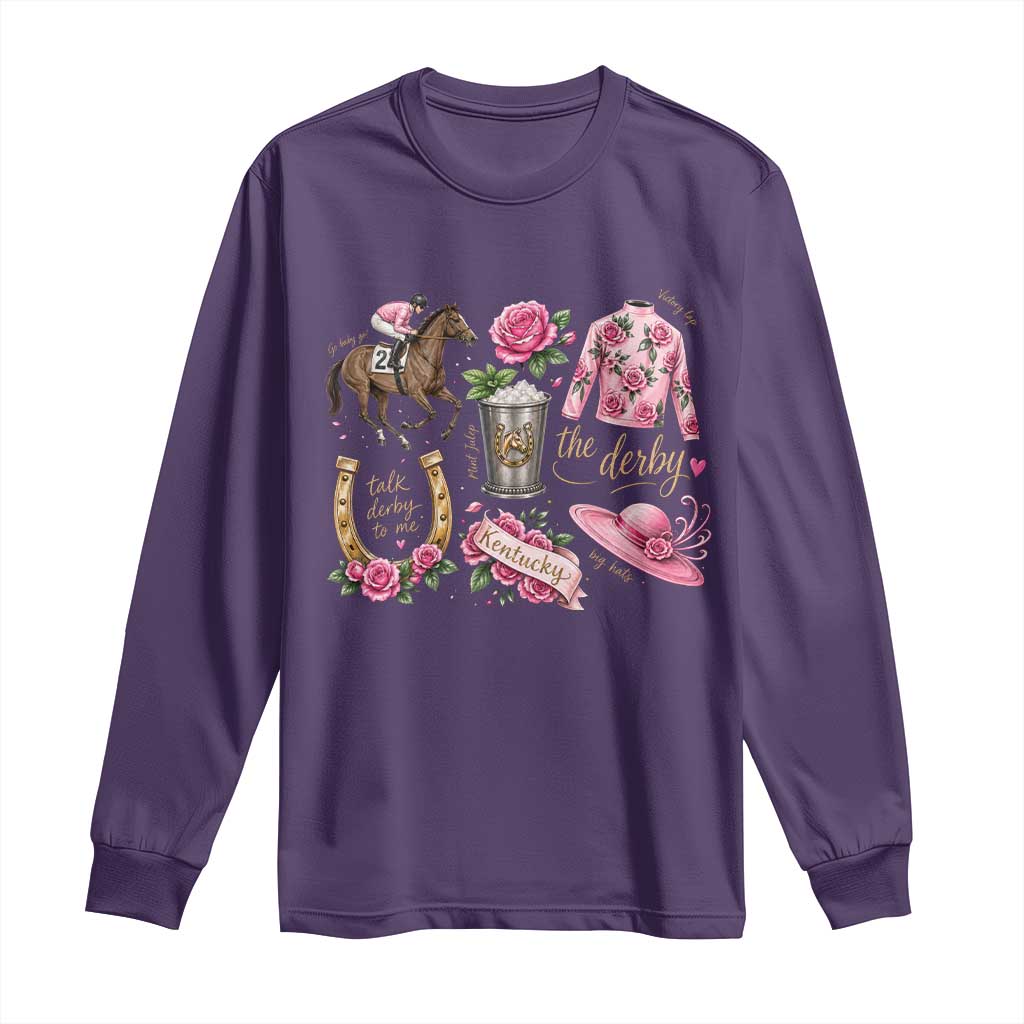 Horse Racing Derby Day Long Sleeve Shirt Doodles Funny Silks Jockey TS10 Purple Print Your Wear