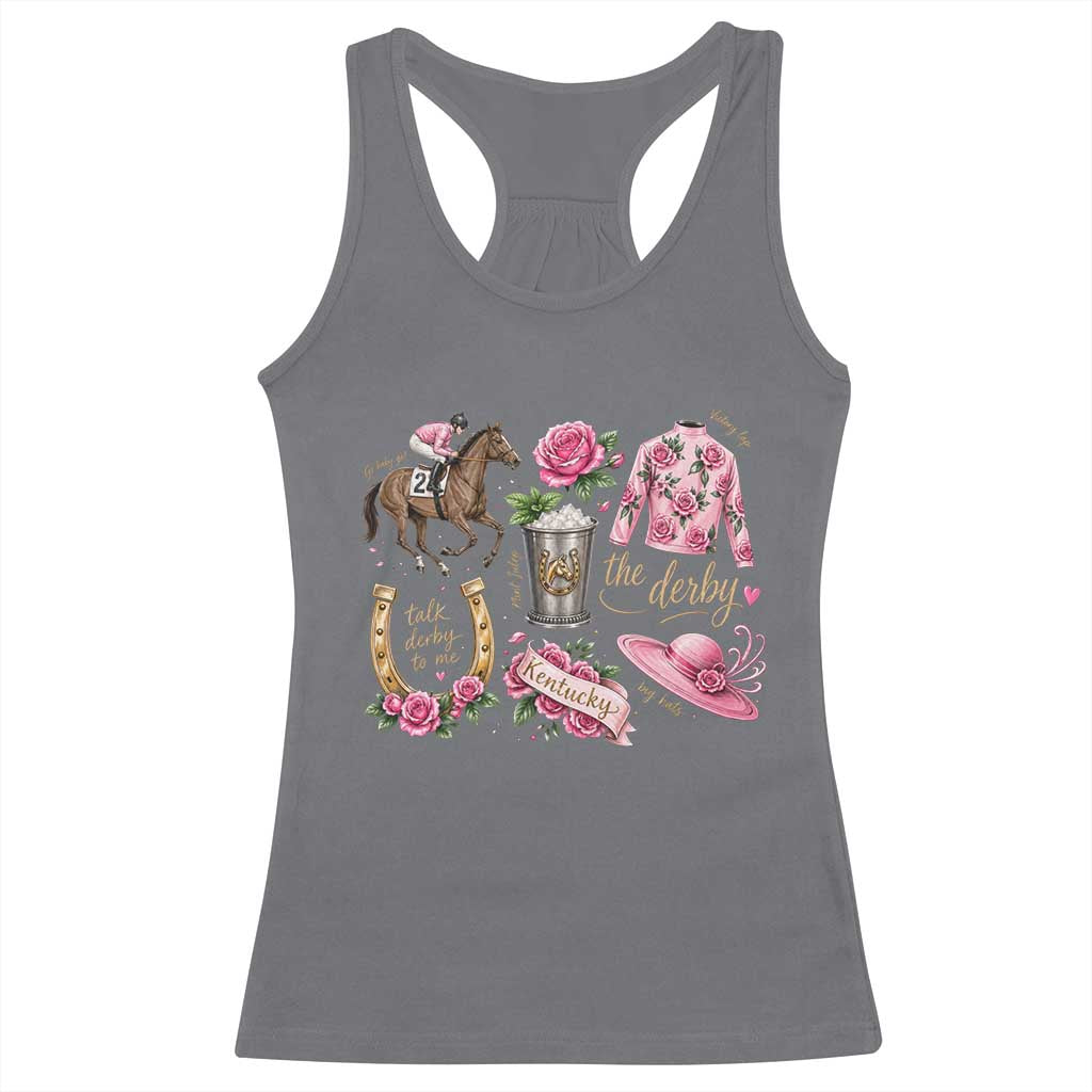Horse Racing Derby Day Racerback Tank Top Doodles Funny Silks Jockey TS10 Charcoal Print Your Wear