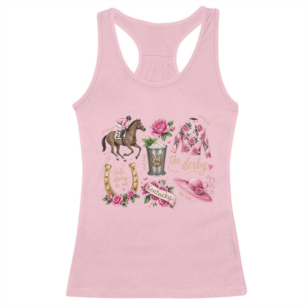 Horse Racing Derby Day Racerback Tank Top Doodles Funny Silks Jockey TS10 Light Pink Print Your Wear