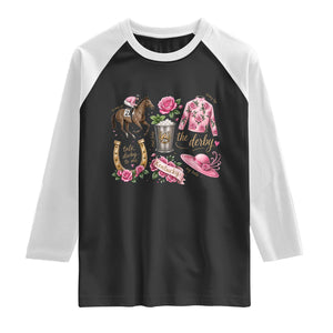 Horse Racing Derby Day Raglan Shirt Doodles Funny Silks Jockey TS10 Black White Print Your Wear