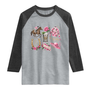 Horse Racing Derby Day Raglan Shirt Doodles Funny Silks Jockey TS10 Heather Gray Heather Charcoal Print Your Wear