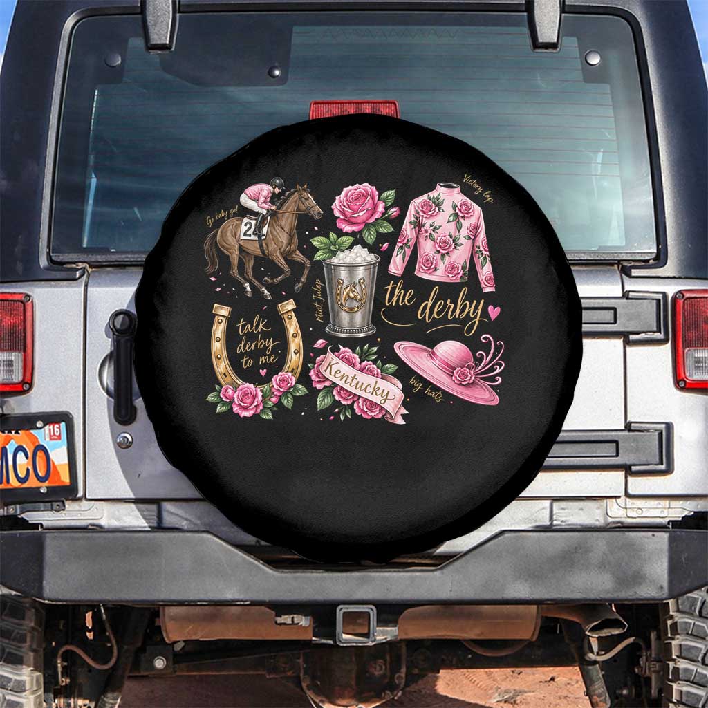 Horse Racing Derby Day Spare Tire Cover Doodles Funny Silks Jockey TS10 No hole Black Print Your Wear