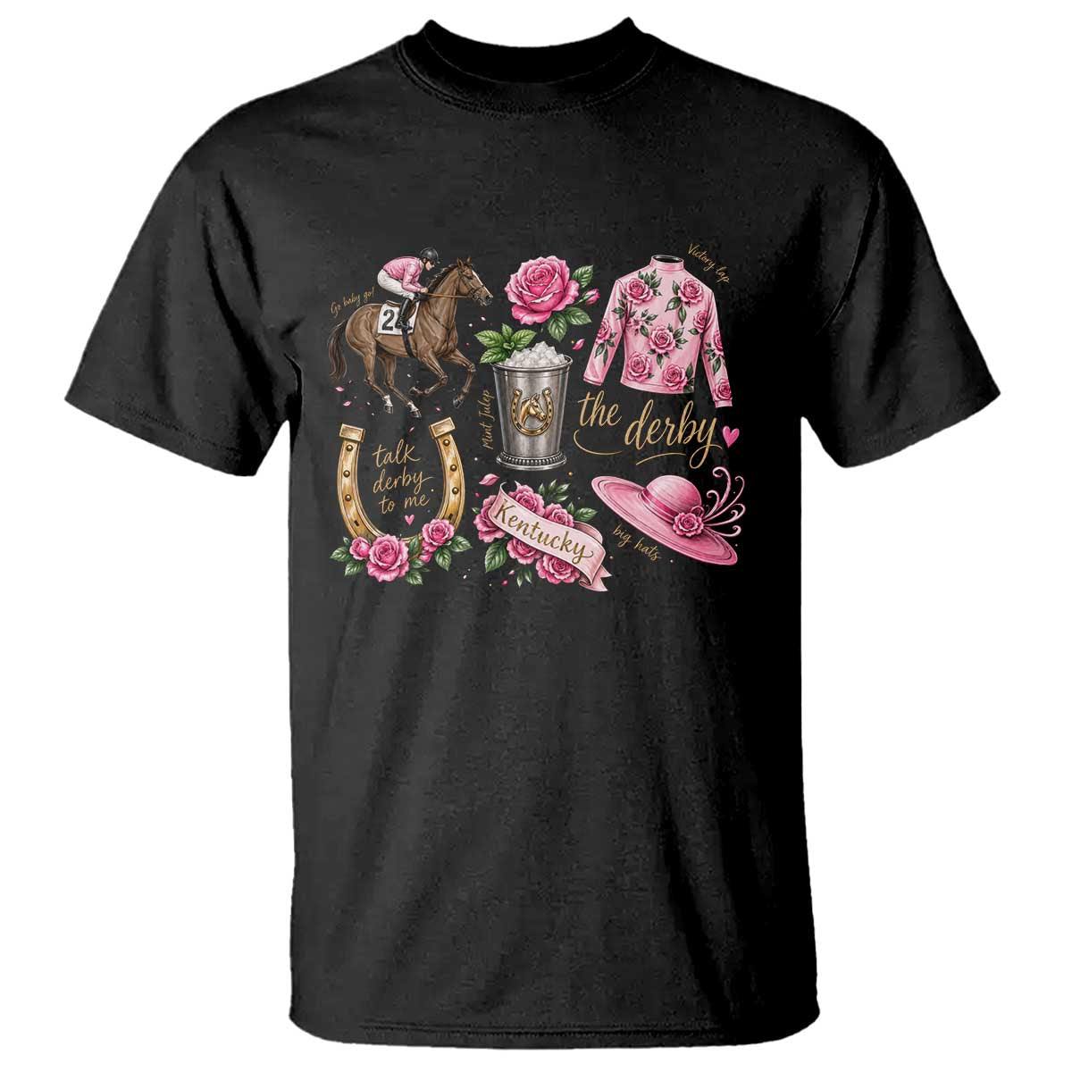 Horse Racing Derby Day T Shirt Doodles Funny Silks Jockey TS10 Black Print Your Wear