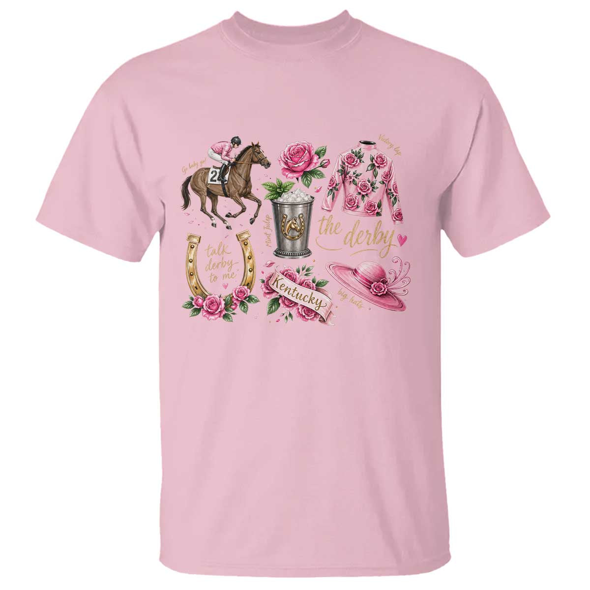Horse Racing Derby Day T Shirt Doodles Funny Silks Jockey TS10 Light Pink Print Your Wear