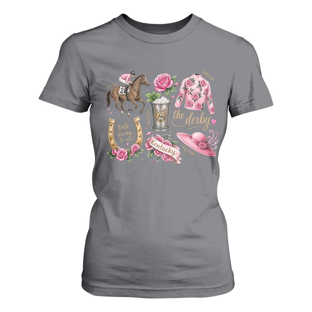 Horse Racing Derby Day T Shirt For Women Doodles Funny Silks Jockey TS10 Charcoal Print Your Wear