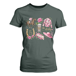 Horse Racing Derby Day T Shirt For Women Doodles Funny Silks Jockey TS10 Dark Forest Green Print Your Wear
