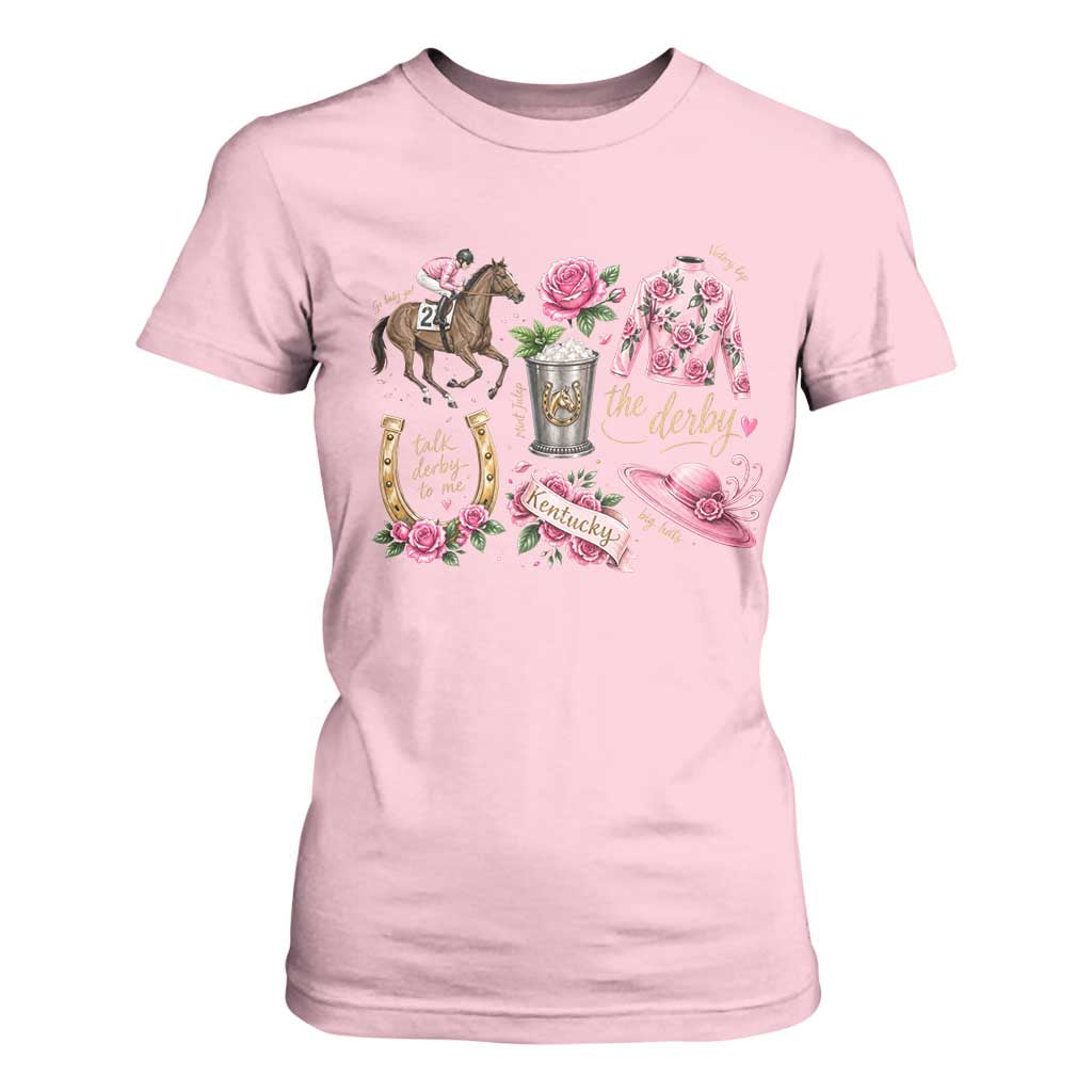 Horse Racing Derby Day T Shirt For Women Doodles Funny Silks Jockey TS10 Light Pink Print Your Wear