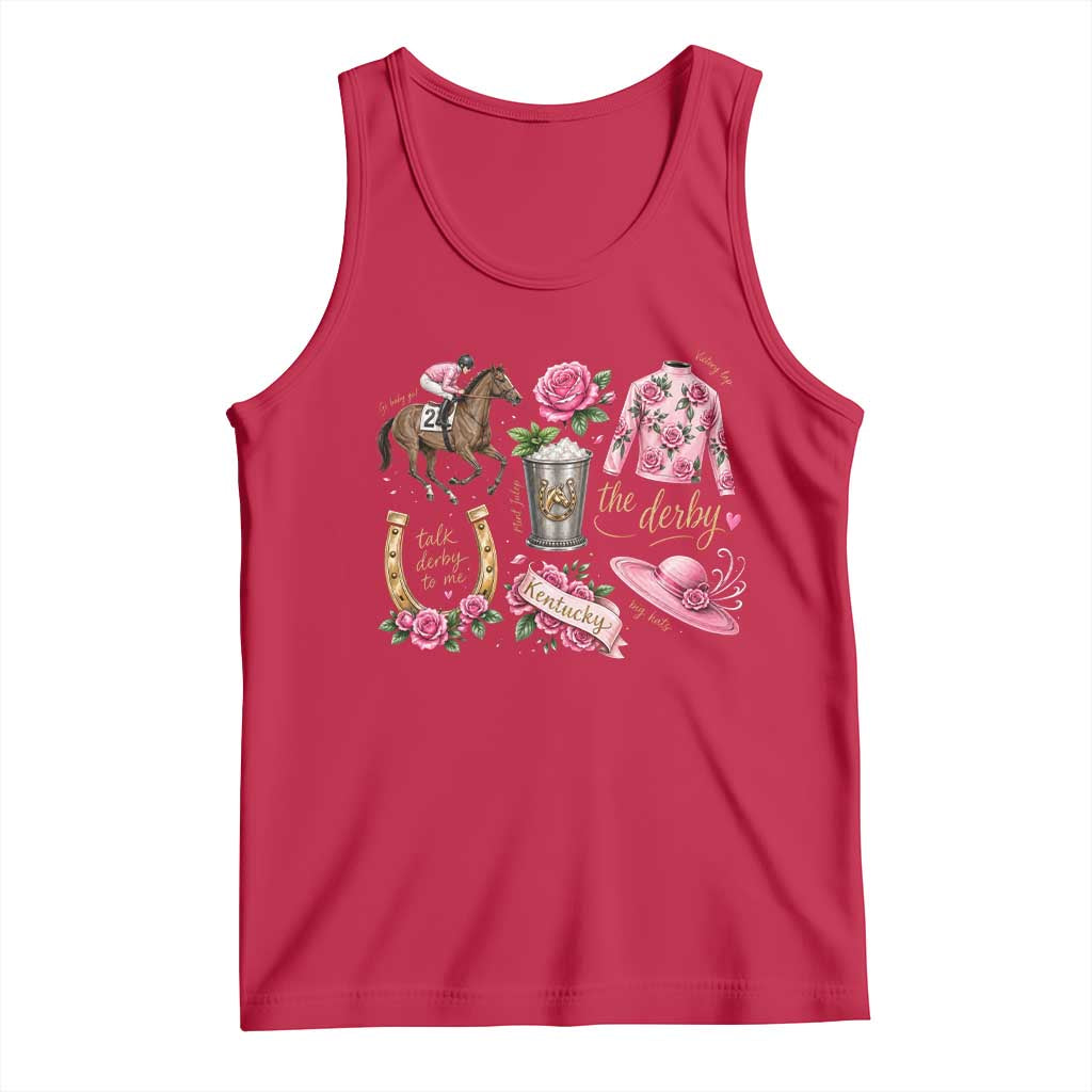 Horse Racing Derby Day Tank Top Doodles Funny Silks Jockey TS10 Red Print Your Wear
