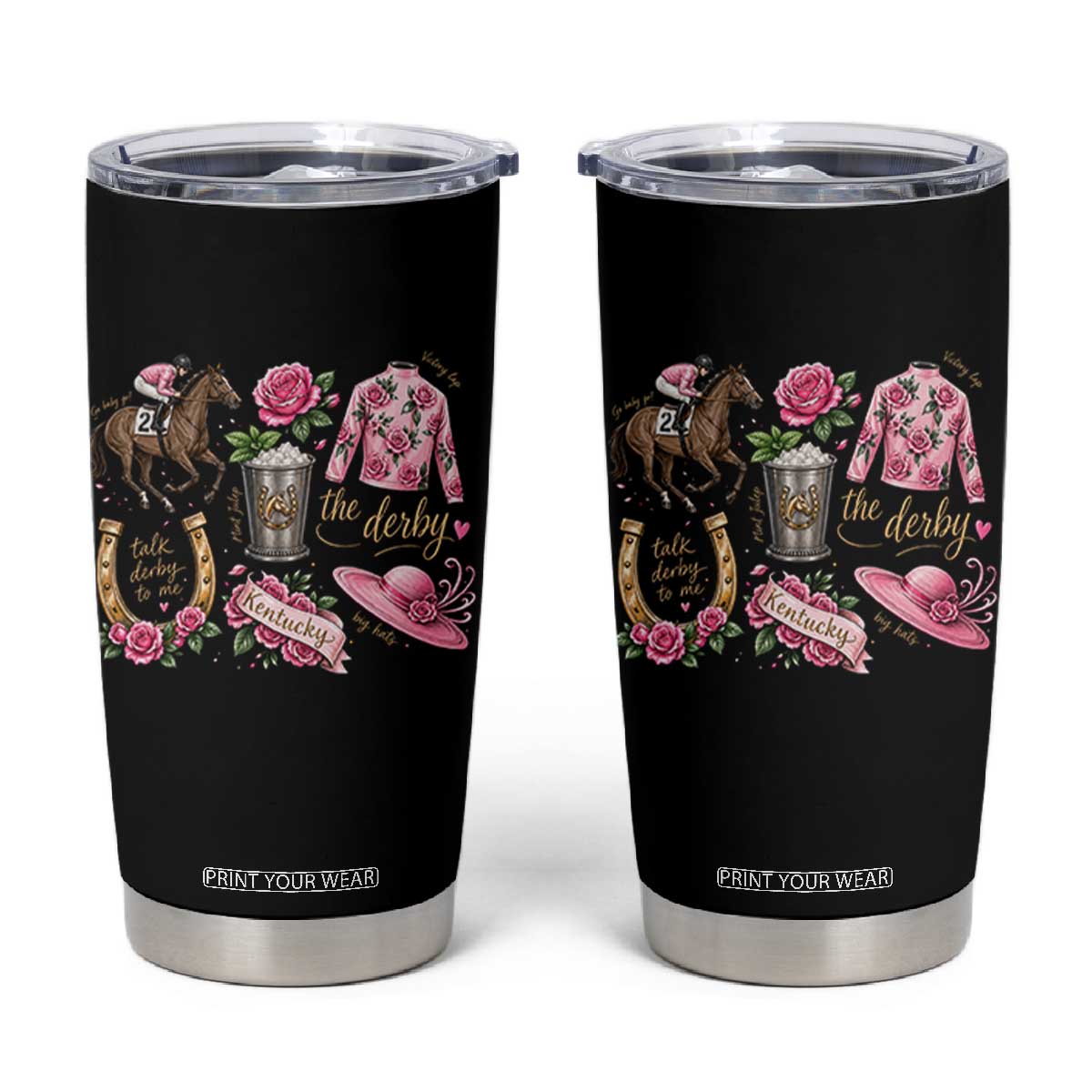 Horse Racing Derby Day Tumbler Cup Doodles Funny Silks Jockey TS10 Black Print Your Wear