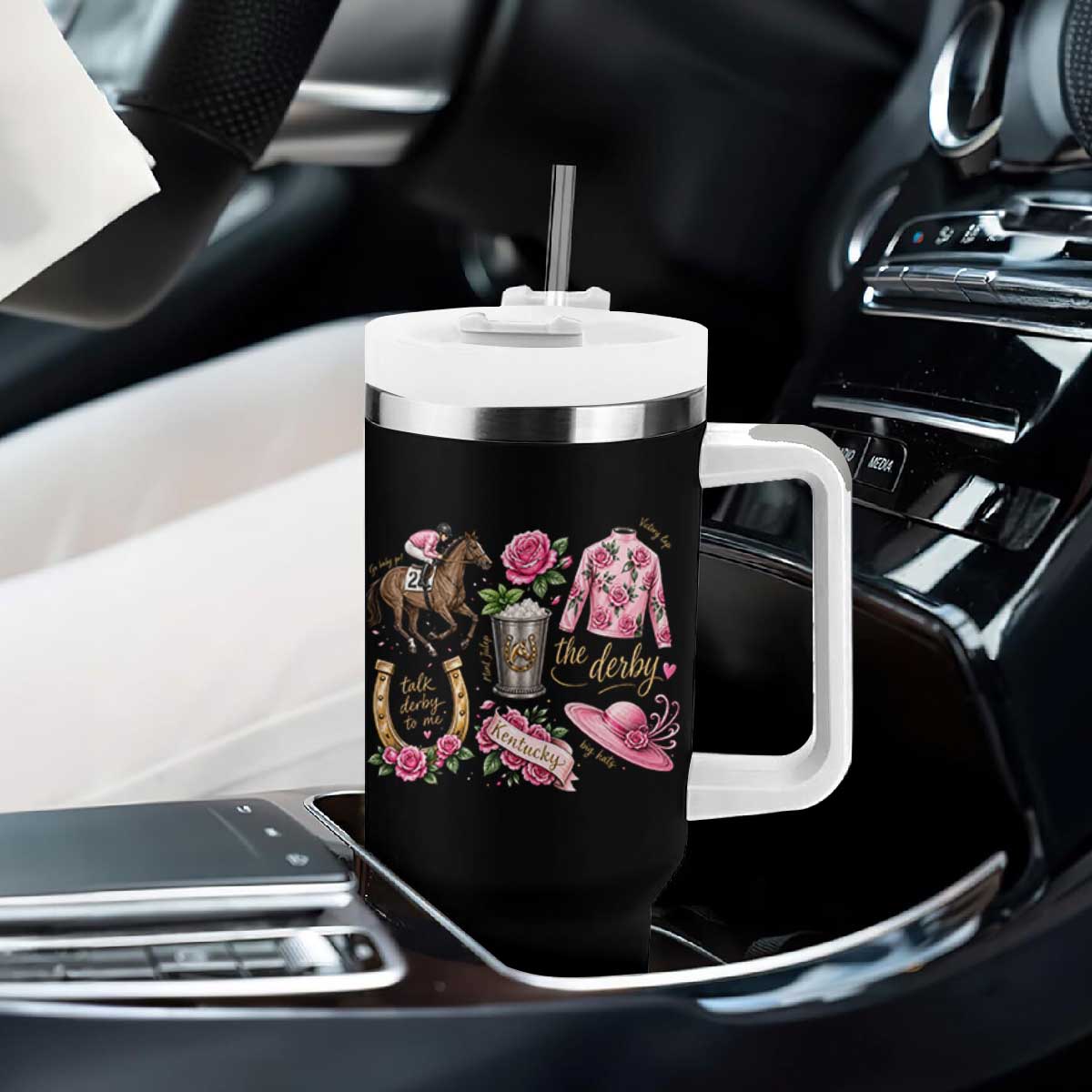 Horse Racing Derby Day Tumbler With Handle Doodles Funny Silks Jockey TS10 Print Your Wear