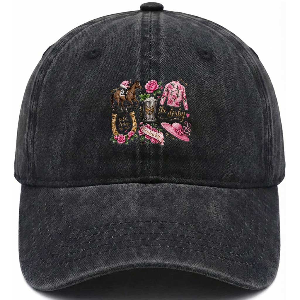 Horse Racing Derby Day Washed Cotton Baseball Cap Doodles Funny Silks Jockey TS10 Print Your Wear