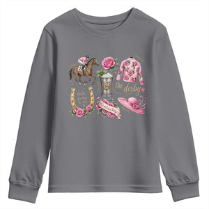 Horse Racing Derby Day Youth Sweatshirt Doodles Funny Silks Jockey TS10 Charcoal Print Your Wear