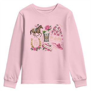 Horse Racing Derby Day Youth Sweatshirt Doodles Funny Silks Jockey TS10 Light Pink Print Your Wear