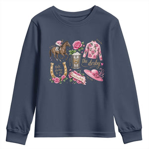 Horse Racing Derby Day Youth Sweatshirt Doodles Funny Silks Jockey TS10 Navy Print Your Wear