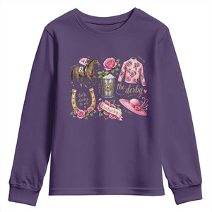Horse Racing Derby Day Youth Sweatshirt Doodles Funny Silks Jockey TS10 Purple Print Your Wear