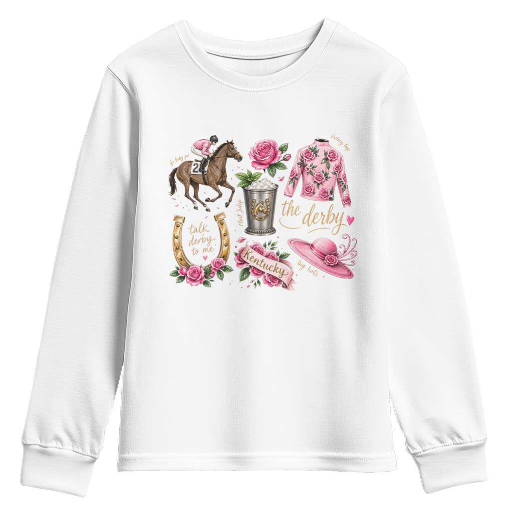 Horse Racing Derby Day Youth Sweatshirt Doodles Funny Silks Jockey TS10 White Print Your Wear