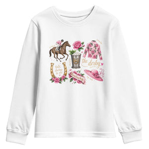 Horse Racing Derby Day Youth Sweatshirt Doodles Funny Silks Jockey TS10 White Print Your Wear