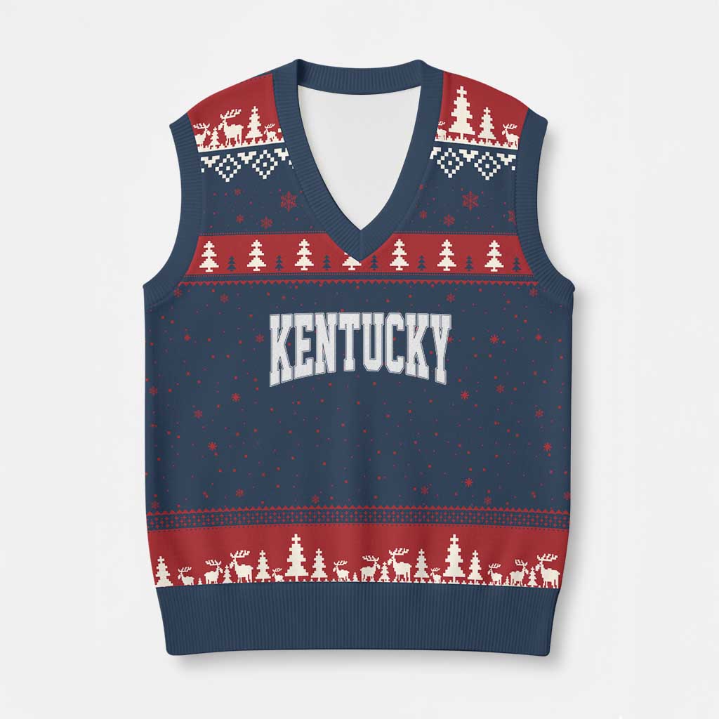 Kentucky V-Neck Knit Sweater Vest Retro Varsity Kentucky Lover KY State TS10 Navy Red Print Your Wear