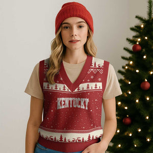 Kentucky V-Neck Knit Sweater Vest Retro Varsity Kentucky Lover KY State TS10 Red Beige Print Your Wear