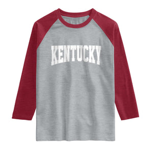 Kentucky Raglan Shirt Retro Varsity Kentucky Lover KY State TS10 Heather Gray Heather Red Print Your Wear