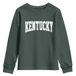Kentucky Youth Sweatshirt Retro Varsity Kentucky Lover KY State TS10 Dark Forest Green Print Your Wear