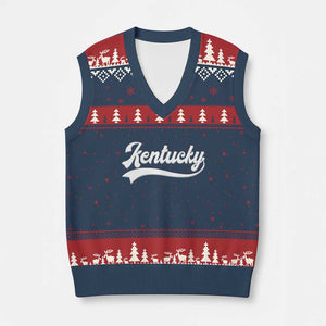 Vintage Kentucky V-Neck Knit Sweater Vest Varsity Script Retro Sports Jersey Style TS10 Navy Red Print Your Wear