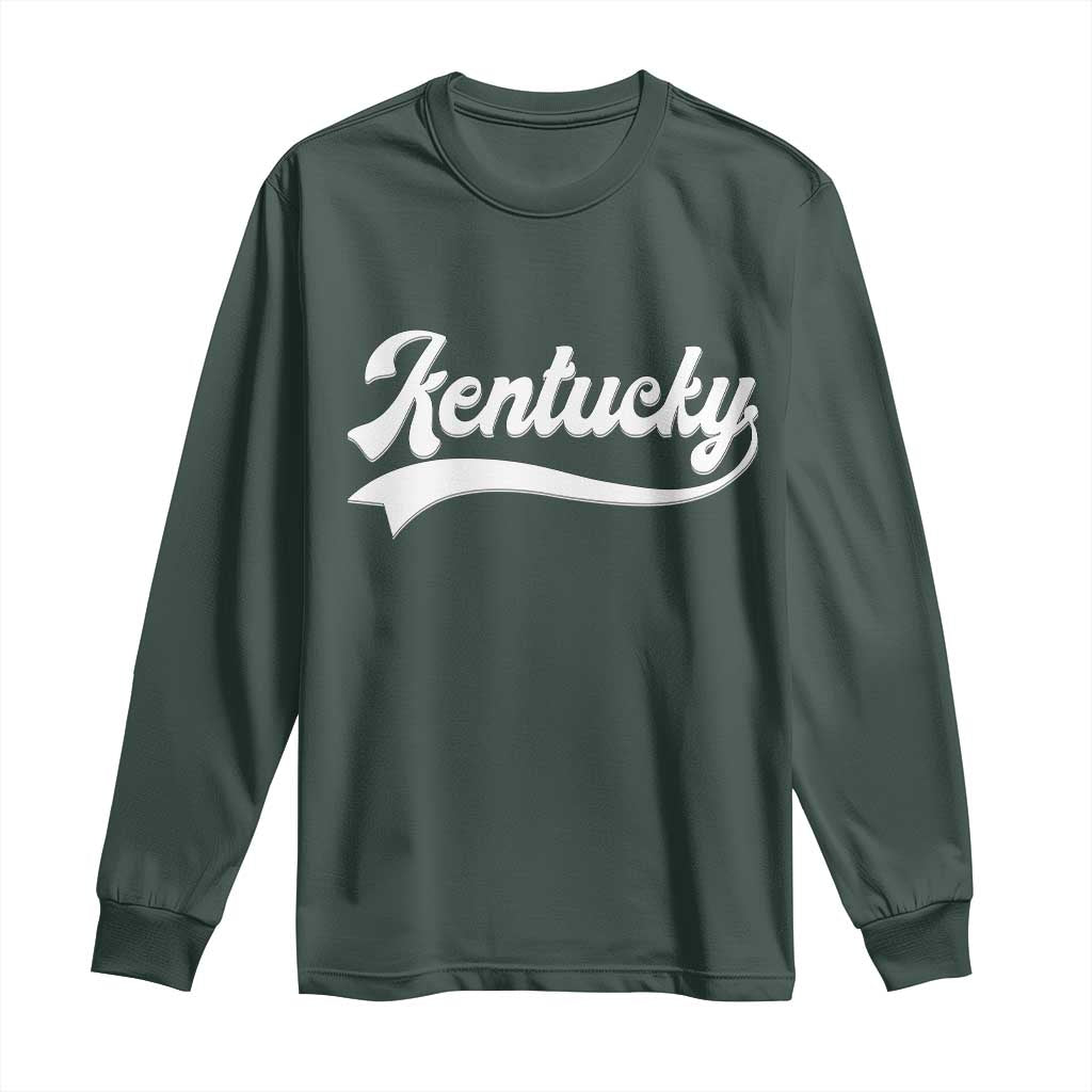 Vintage Kentucky Long Sleeve Shirt Varsity Script Retro Sports Jersey Style TS10 Dark Forest Green Print Your Wear