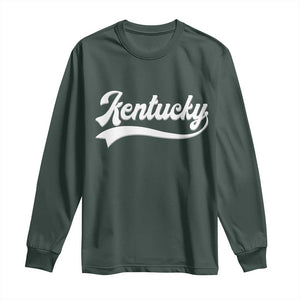 Vintage Kentucky Long Sleeve Shirt Varsity Script Retro Sports Jersey Style TS10 Dark Forest Green Print Your Wear