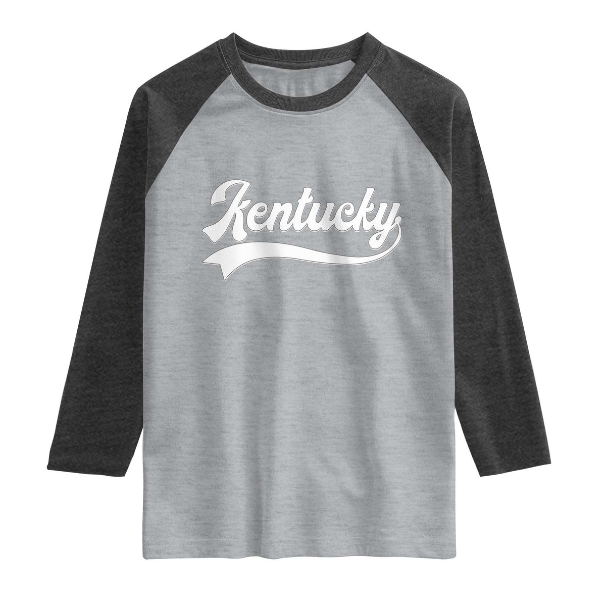 Vintage Kentucky Raglan Shirt Varsity Script Retro Sports Jersey Style TS10 Heather Gray Heather Charcoal Print Your Wear