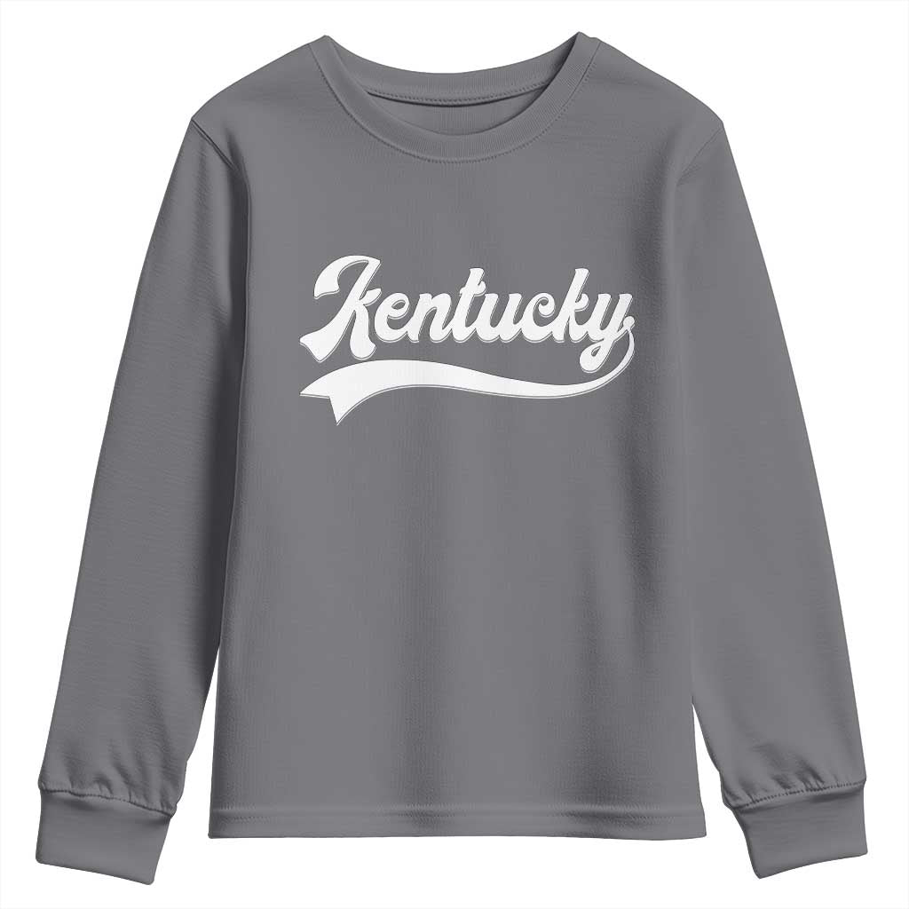 Vintage Kentucky Youth Sweatshirt Varsity Script Retro Sports Jersey Style TS10 Charcoal Print Your Wear