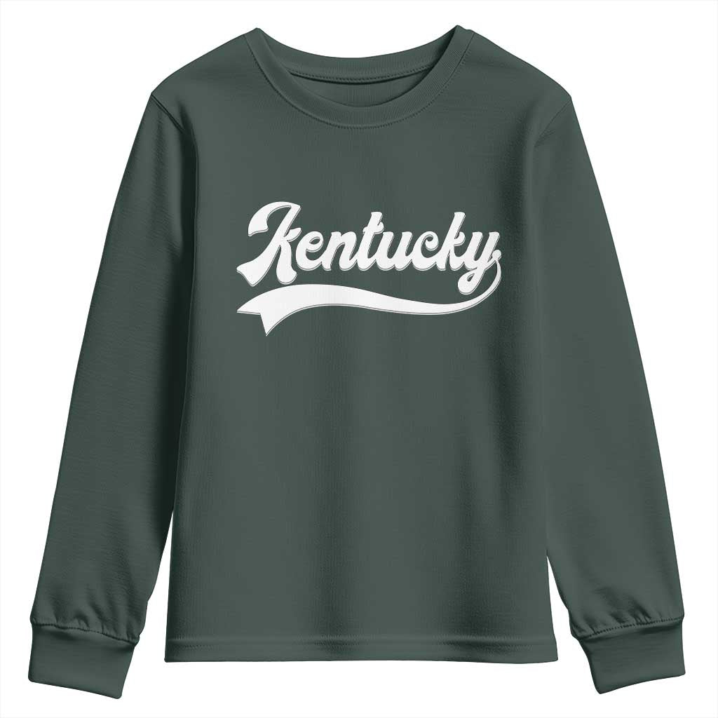 Vintage Kentucky Youth Sweatshirt Varsity Script Retro Sports Jersey Style TS10 Dark Forest Green Print Your Wear