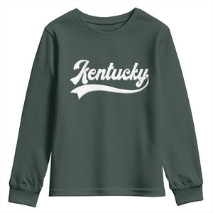 Vintage Kentucky Youth Sweatshirt Varsity Script Retro Sports Jersey Style TS10 Dark Forest Green Print Your Wear
