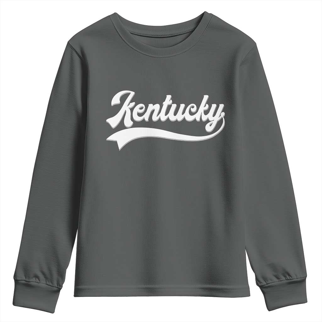 Vintage Kentucky Youth Sweatshirt Varsity Script Retro Sports Jersey Style TS10 Dark Heather Print Your Wear