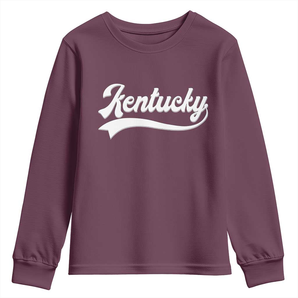 Vintage Kentucky Youth Sweatshirt Varsity Script Retro Sports Jersey Style TS10 Maroon Print Your Wear