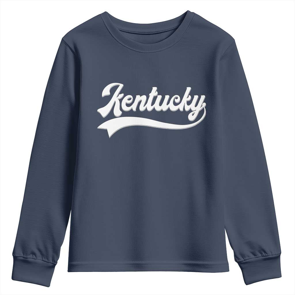 Vintage Kentucky Youth Sweatshirt Varsity Script Retro Sports Jersey Style TS10 Navy Print Your Wear