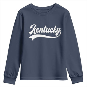 Vintage Kentucky Youth Sweatshirt Varsity Script Retro Sports Jersey Style TS10 Navy Print Your Wear