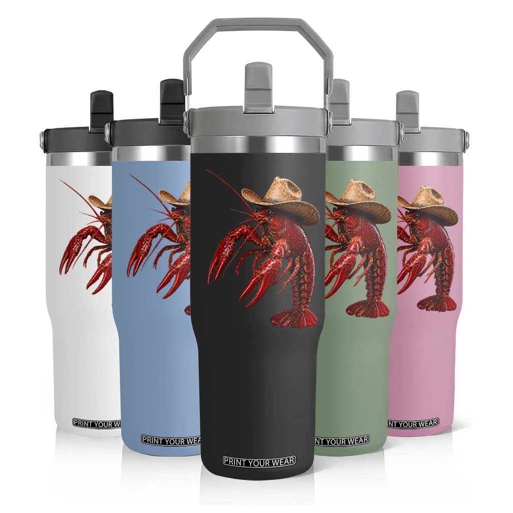 Cowboy Crawfish Flip Straw Tumbler Yeeclaw Western Country Seafood Lobster Cajun Lovers TS10 Print Your Wear