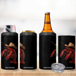Cowboy Crawfish 4 in 1 Can Cooler Tumbler Yeeclaw Western Country Seafood Lobster Cajun Lovers TS10 Print Your Wear