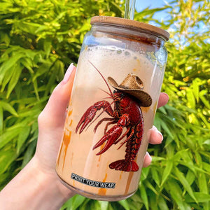 Cowboy Crawfish Glass Can Yeeclaw Western Country Seafood Lobster Cajun Lovers TS10 Black Print Your Wear