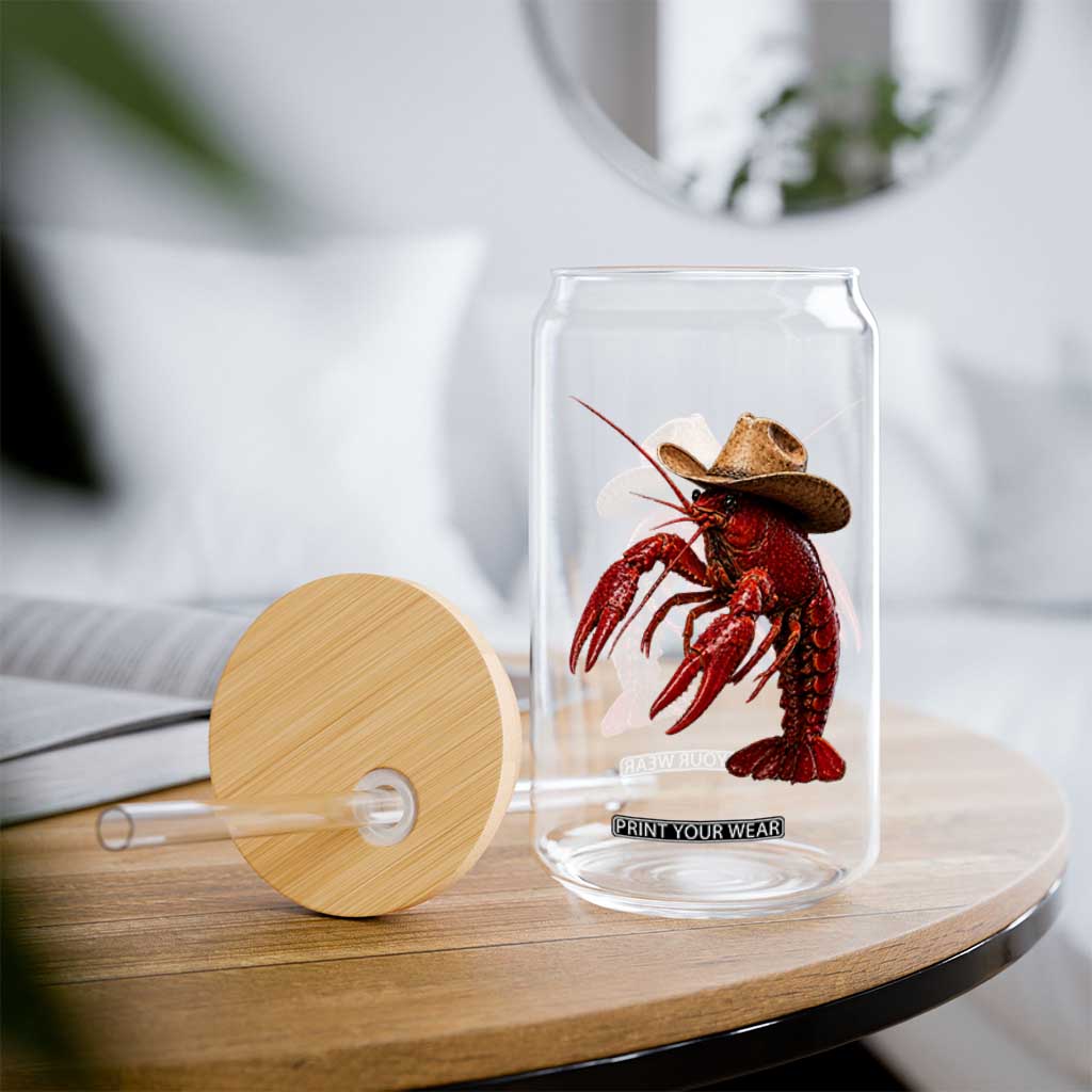 Cowboy Crawfish Glass Can Yeeclaw Western Country Seafood Lobster Cajun Lovers TS10 Print Your Wear
