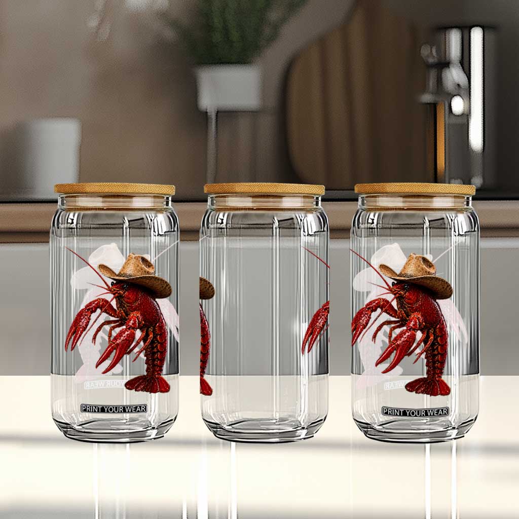 Cowboy Crawfish Glass Can Yeeclaw Western Country Seafood Lobster Cajun Lovers TS10 Print Your Wear