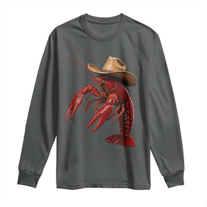 Cowboy Crawfish Long Sleeve Shirt Yeeclaw Western Country Seafood Lobster Cajun Lovers TS10 Dark Heather Print Your Wear