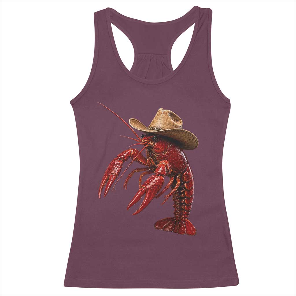 Cowboy Crawfish Racerback Tank Top Yeeclaw Western Country Seafood Lobster Cajun Lovers TS10 Maroon Print Your Wear