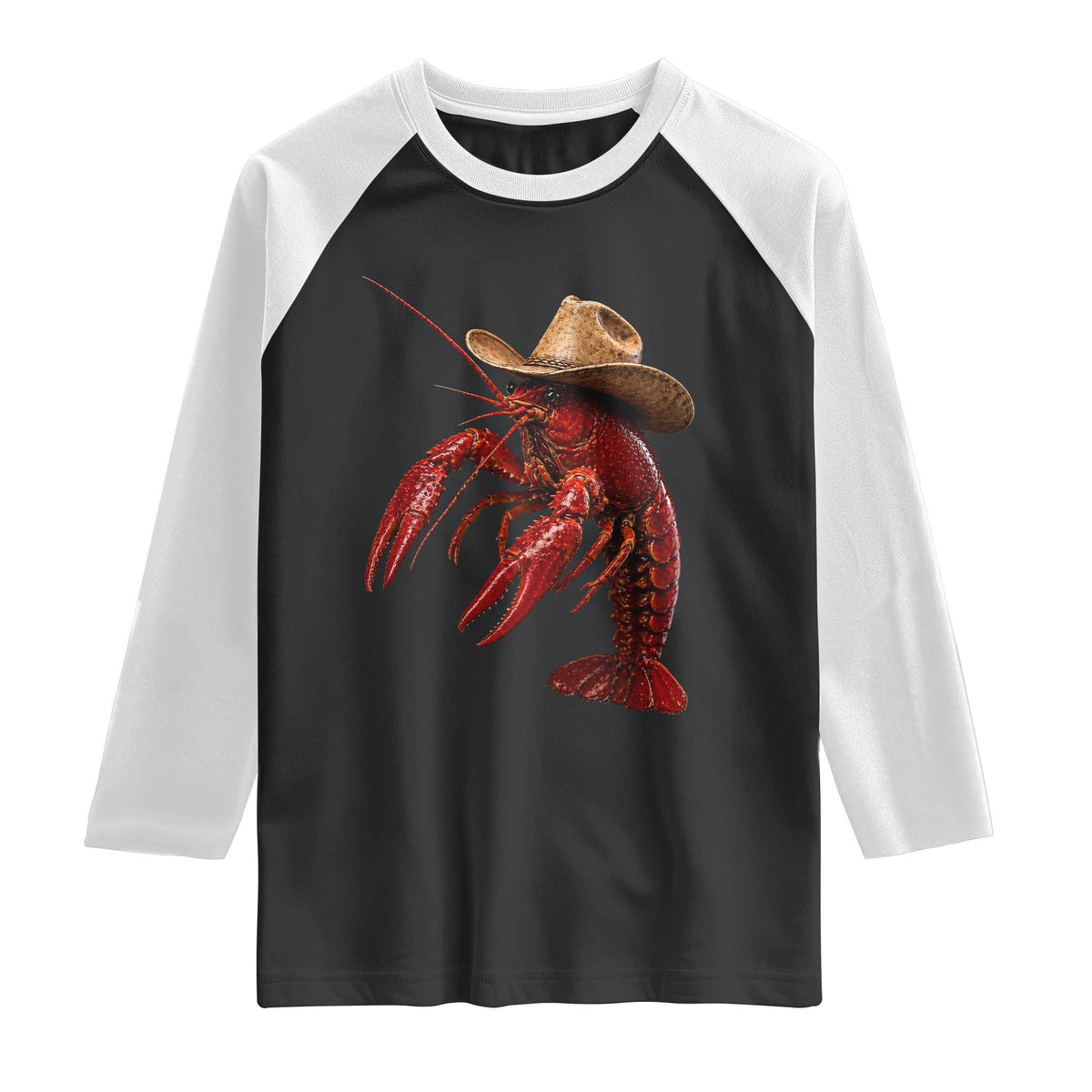 Cowboy Crawfish Raglan Shirt Yeeclaw Western Country Seafood Lobster Cajun Lovers TS10 Black White Print Your Wear