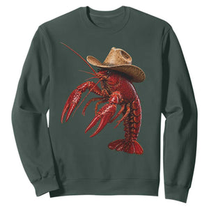 Cowboy Crawfish Sweatshirt Yeeclaw Western Country Seafood Lobster Cajun Lovers TS10 Dark Forest Green Print Your Wear